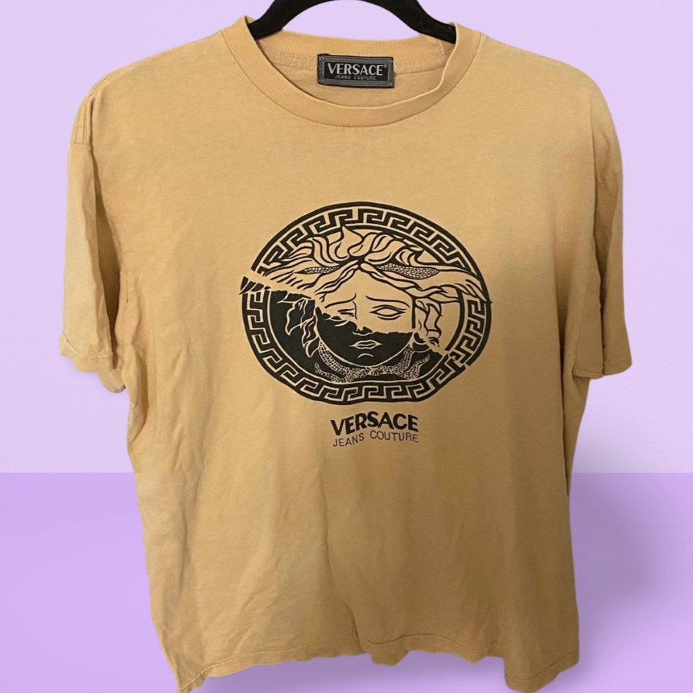 Vintage Versace Jeans Couture Big Logo Tan T-shirt
